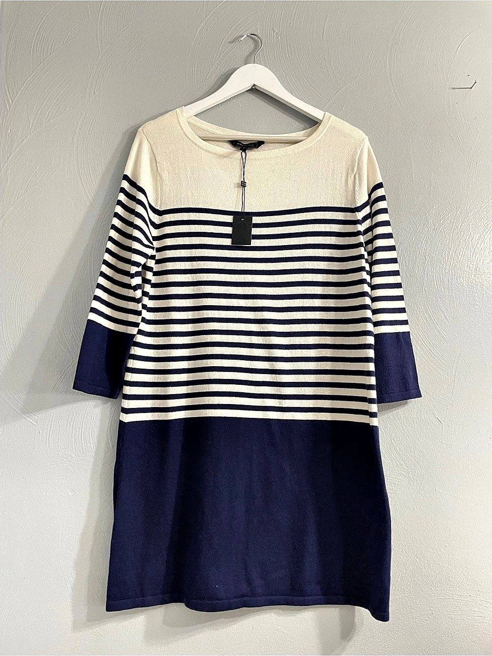 BCBGMAXAZRIA Ethel Striped Dress cashmere cotton in Blue & White preppy lightwe